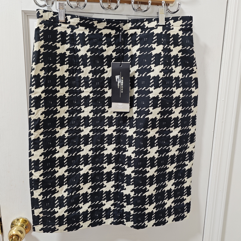 Weekend Max Mara Black and White Houndstooth Midi Skirt (US 14)